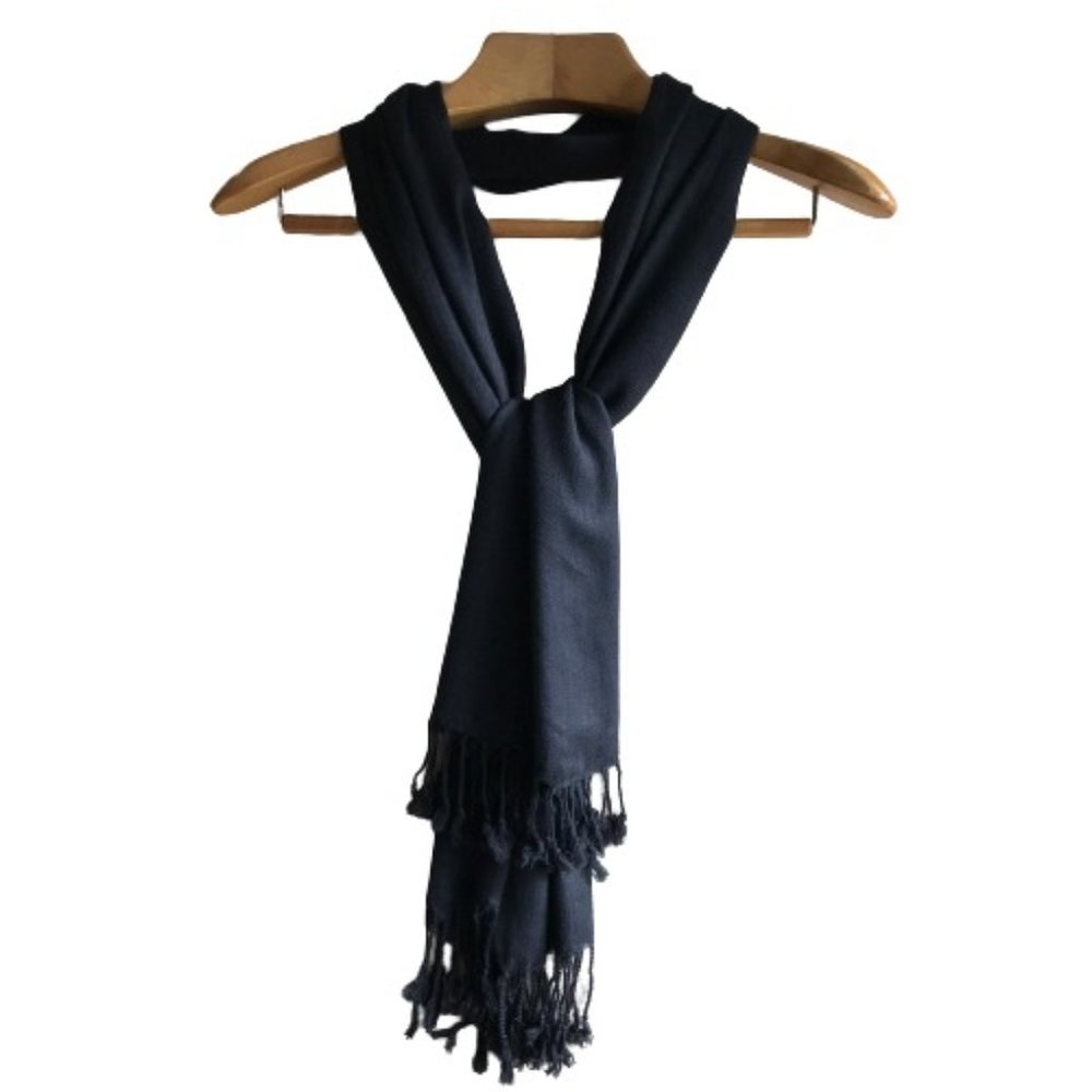 Ashley Cooper Black Pashmina Shawl Fringe Scarf